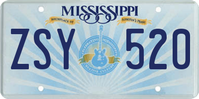 MS license plate ZSY520