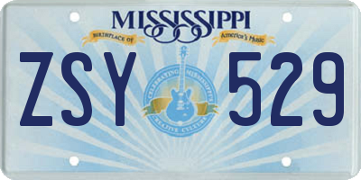 MS license plate ZSY529