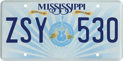 MS license plate ZSY530