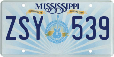MS license plate ZSY539