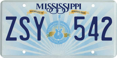 MS license plate ZSY542