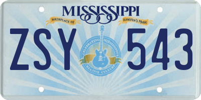 MS license plate ZSY543