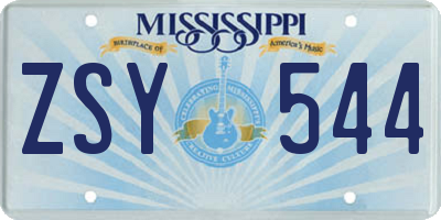 MS license plate ZSY544