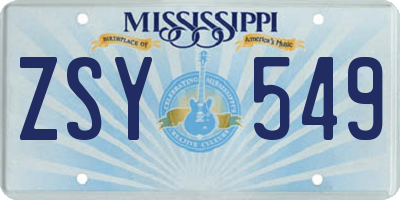MS license plate ZSY549