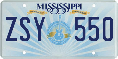 MS license plate ZSY550