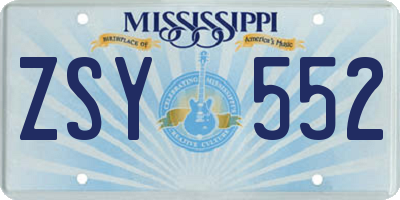 MS license plate ZSY552