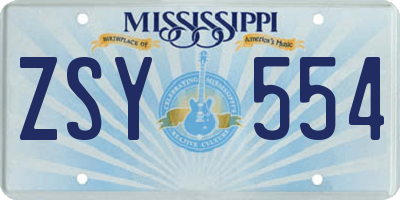 MS license plate ZSY554
