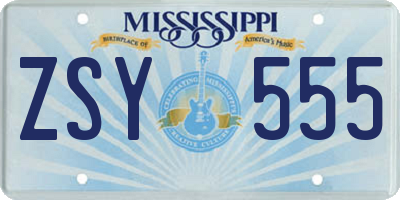 MS license plate ZSY555