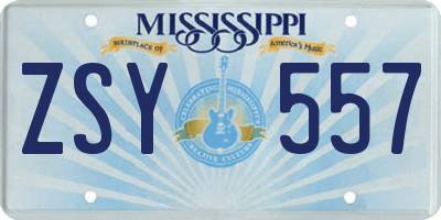 MS license plate ZSY557