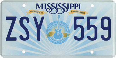 MS license plate ZSY559