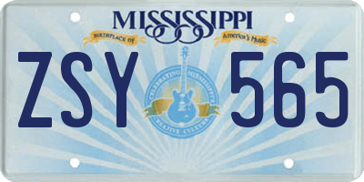 MS license plate ZSY565