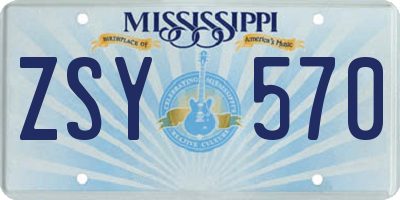 MS license plate ZSY570