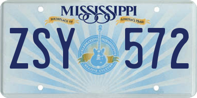 MS license plate ZSY572