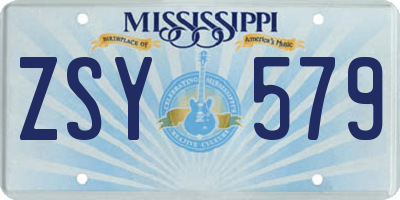 MS license plate ZSY579