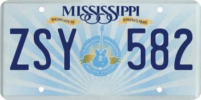 MS license plate ZSY582
