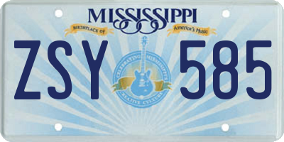 MS license plate ZSY585