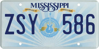 MS license plate ZSY586