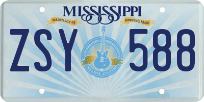 MS license plate ZSY588