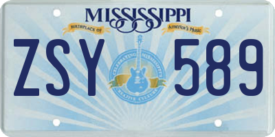 MS license plate ZSY589