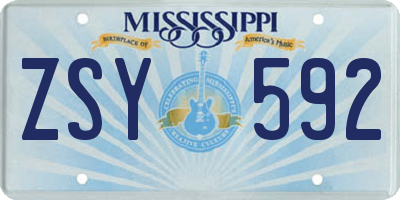 MS license plate ZSY592
