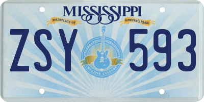 MS license plate ZSY593