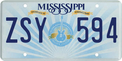 MS license plate ZSY594