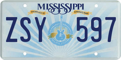 MS license plate ZSY597