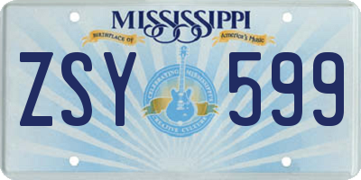 MS license plate ZSY599