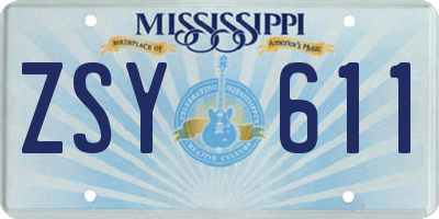 MS license plate ZSY611