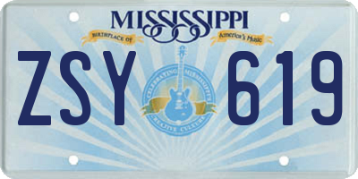MS license plate ZSY619