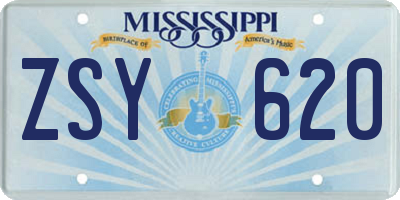 MS license plate ZSY620