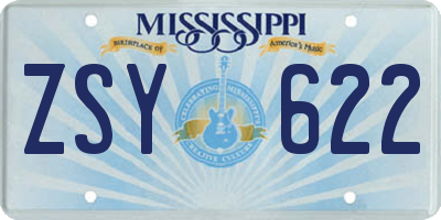 MS license plate ZSY622