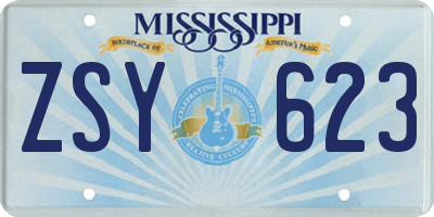 MS license plate ZSY623