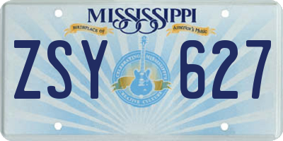 MS license plate ZSY627