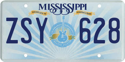MS license plate ZSY628