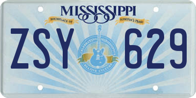 MS license plate ZSY629