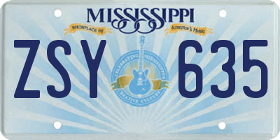 MS license plate ZSY635