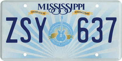 MS license plate ZSY637