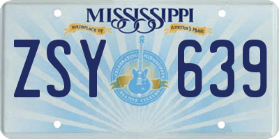 MS license plate ZSY639