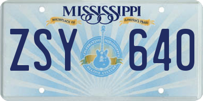 MS license plate ZSY640