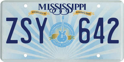 MS license plate ZSY642