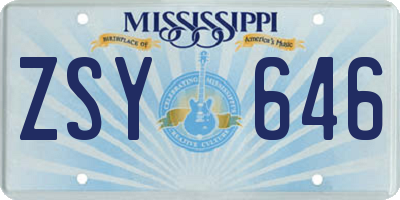 MS license plate ZSY646