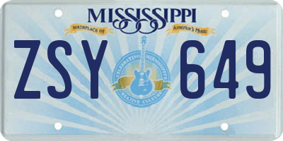 MS license plate ZSY649