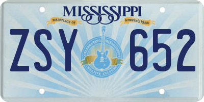 MS license plate ZSY652