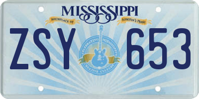 MS license plate ZSY653