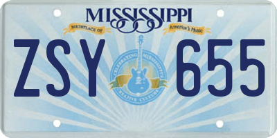 MS license plate ZSY655
