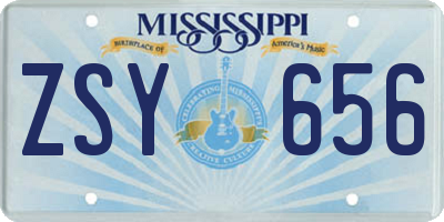 MS license plate ZSY656