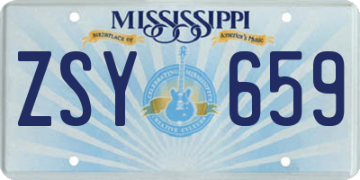 MS license plate ZSY659