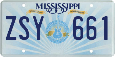 MS license plate ZSY661