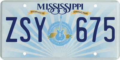MS license plate ZSY675